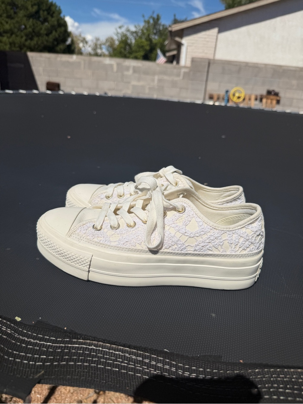 Converse Women's Cream Lace Platform Sneakers